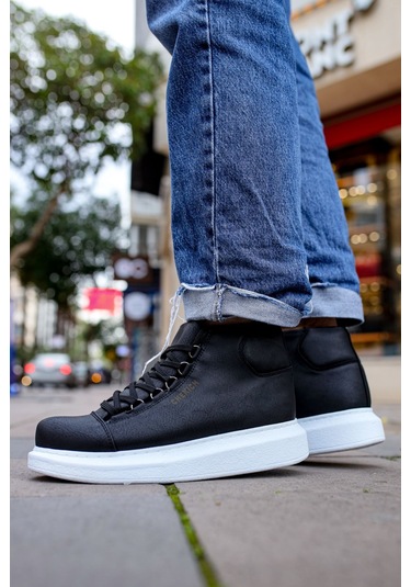 Pabucmarketi Bağcıklı Erkek Sneaker Bot Siyah Çok Renkli