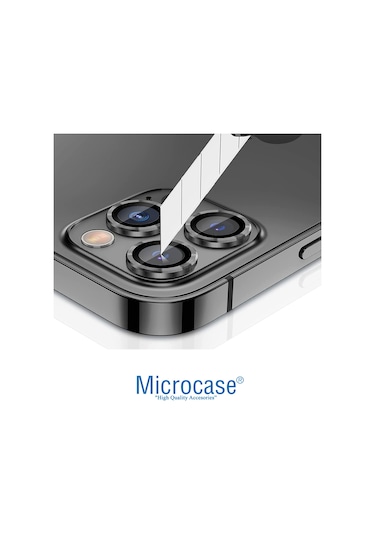 Apple Uyumlu iPhone 13 Pro Max Kamera Camı Lens Koruyucu Halka Set Siyah