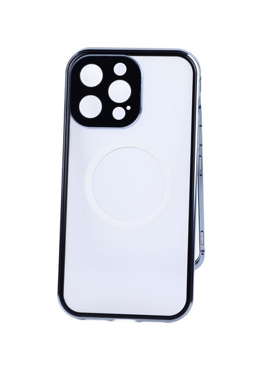 Manyetik Telefon Kılıfı Metal Çerçeve Mavi Kablosuz Şarjlı Düşmeye Karşı Koruyucu Kılıf 14 Pro Max İçin