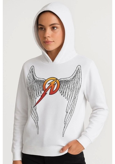 Metallica İki İplik Kapüşonlu Ön Ve Arka Baskılı Hoodie - Beyaz Beyaz