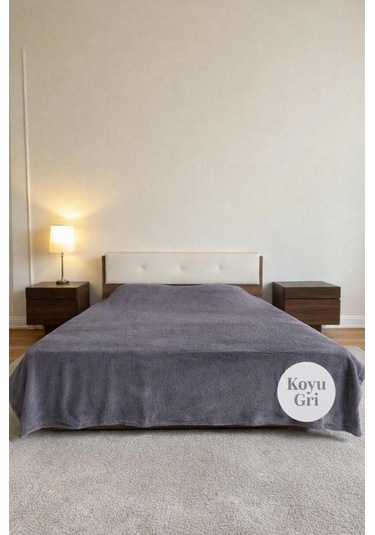 Welsoft Çift Kişilik Battaniye 200x220 Cm Koyu Gri Koyu Gri