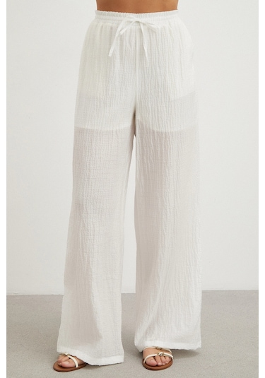 Uterpe Linen-look Beyaz Pantolon