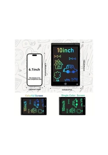 Trendooze Gaojunshop01 10 Inç Xzbb Abs Lcd Eğitim Tahtası, Mavi Pilli Çizim Tableti Çok Renkli