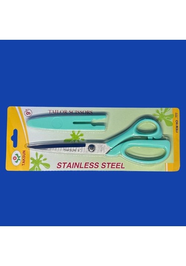 Taksun Makas Plastik Saplı 777 9" 23 Cm Turkuaz