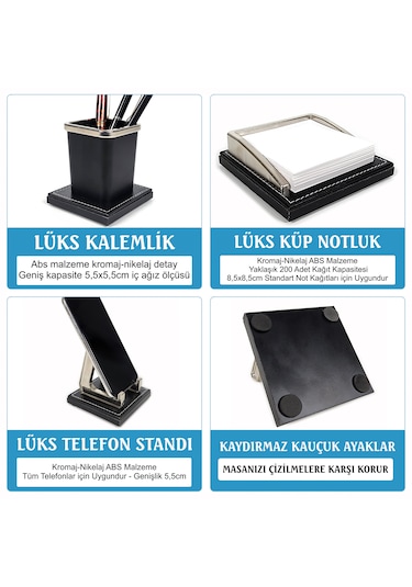 Prozenis Aksu Krom Detaylı İsimlikli Sümen Takımı Lüks Ofis Seti