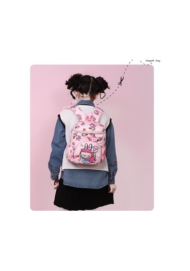 Sevimli Karikatür Büyük Kapasiteli Sırt Çantası - Gri Gri