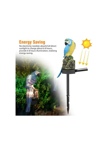 Yifomall Mavi Papağan Güneş Enerjili Bahçe Aydınlatması - Ip65 Su Geçirmez Led Dekoratif Resin Bahçe Aksesuarı
