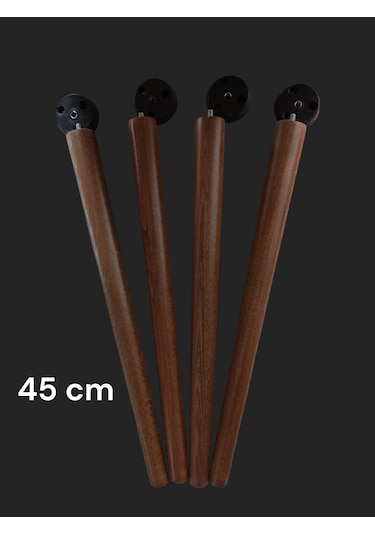 4 Adet Ceviz Boyalı Ahşap Konik 45 Cm Zigon,orta Sehpa,puf,komidi