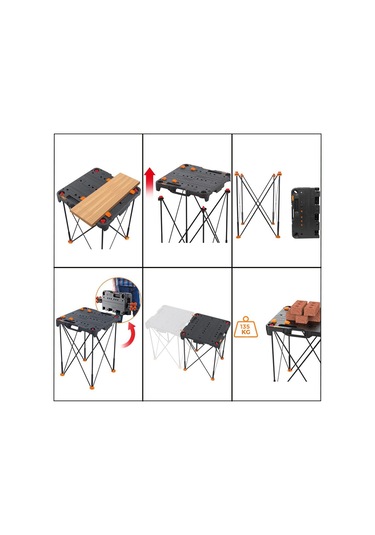 Worx WX066 Çok Fonksiyonlu Katlanabilir Çalışma Tezgahı