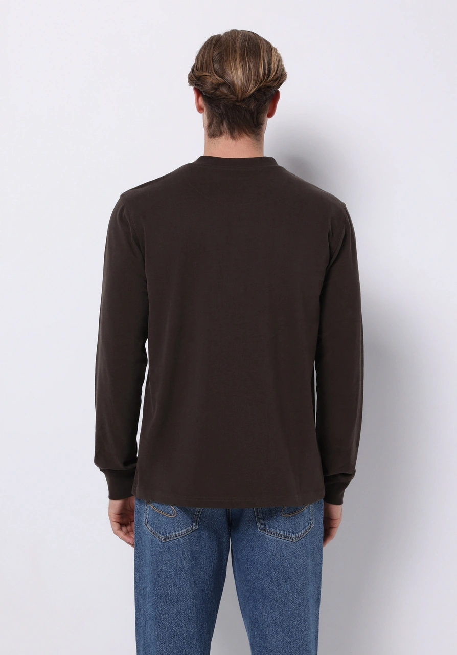 Colins Slim Fit Düğmeli Yaka Düz Erkek Kahverengi Uzun Kol Tişört Cl1065875 Q1.v1 Brw Kahverengi