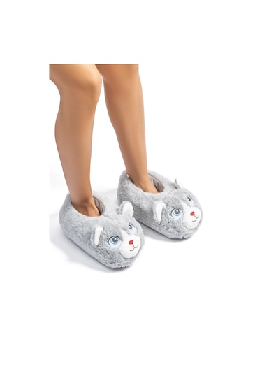 Twigy Kontes Kadın Hayvanlı Panduf Gri 36/41 CC0582