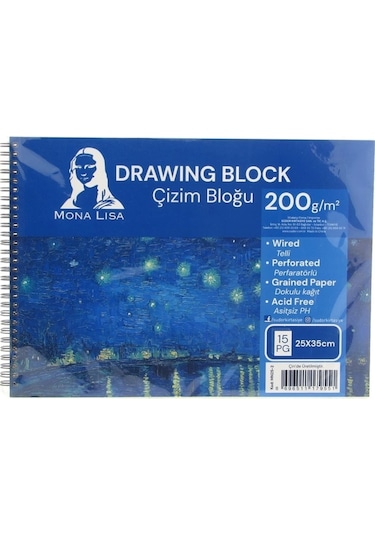 Monalisa Resim Defteri Yandan Spiralli 200 Gr 15 Yp Mn25-2 25x35