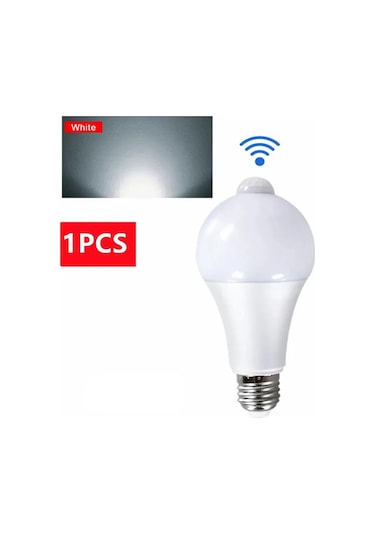 E27 Led Hareket Sensörü Ampulü 15w Dış Aydınlatma Gövde Sensörü Beyaz