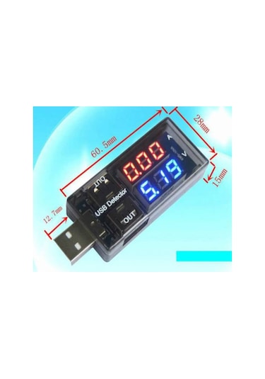 Wozlo N11.4047 Usb Voltmetre Ampermetre Usb Akım Ölçer Çift Usb Çıkışlı