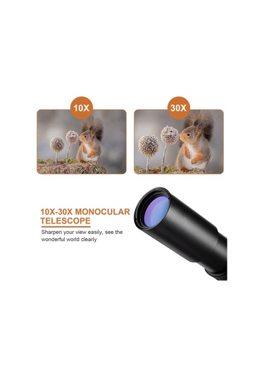 Wezone Tam Metal 10-30x25 Monoküler Teleskop, Bak4 Prisma İle Yüksek Parlaklık Ve Netlik, Taşınabilir Çanta Dahil