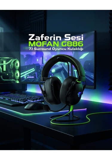 Mofan G886 Usb Rgb 7.1 Surround Over-ear Mikrofonlu Gaming Kulaklık Siyah