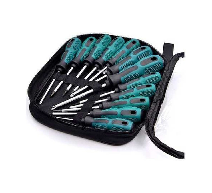 Fortunelane Manyetik Uçlu Krom Vanadyum Çelik Tornavida Seti - 12 Adet Ev Aletleri Tamir Kiti