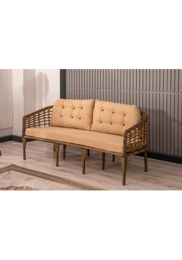 Btkconsept Faralya 3'lü Bahçe Ve Balkon Takımı Kahverengi 3+1+1 Masalı Kahverengi