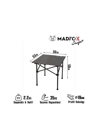 Madfox Surface Küçük Boy Kamp Masası Siyah