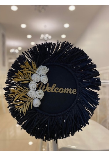 Dekoratif Eva Yapay Çiçek Kapı Süsü Welcome