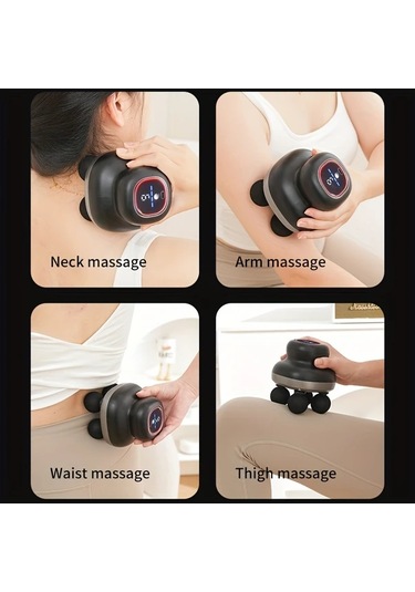 Challenger Siyah 4lü Mini Fasya Tabancası 9 Seviye Masaj Usb Destekli Taşınabilir Ergonomik Siyah