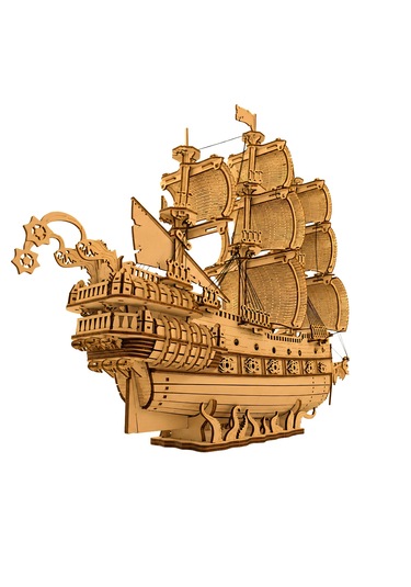 Ejderha Gemisi Ahşap Maket Seti Dıy 3d Puzzle Yelkenli Gemi Koleksiyoner Modeli 823 Parça