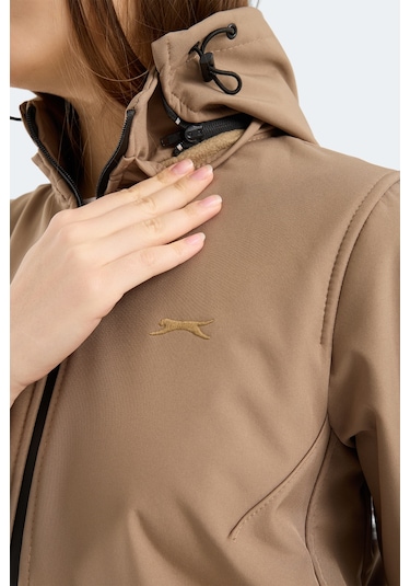 Slazenger Heat Control Kadın Çıkarılabilir Kapüşonlu Bej Mont & Kaban Bej
