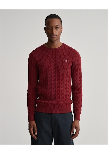 Gant Erkek Kırmızı Regular Fit Bisiklet Yaka Kazak Kırmızı
