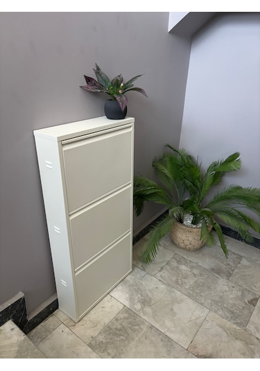 Metal Ayakkabılık 3 Lü Beyaz Ral 9016 Krem