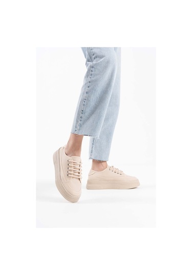 Glown Kadın Bej Keten Spor Ayakkabı Muhtelif