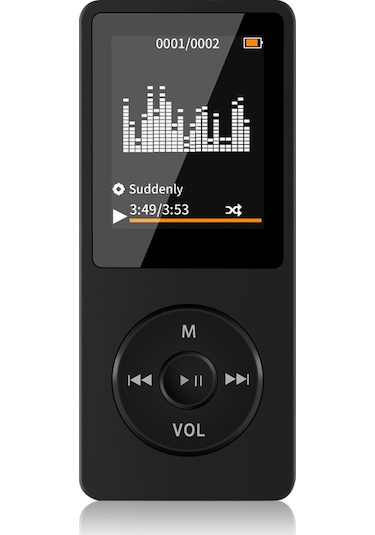 Konesam Siyah Mini Spor Müzik Çaları - 1.8 Ekranlı Bluetooth Mp3/mp4 Oynatıcı, Kart Desteği, Kulaklık + Veri Kablosu + Paketle