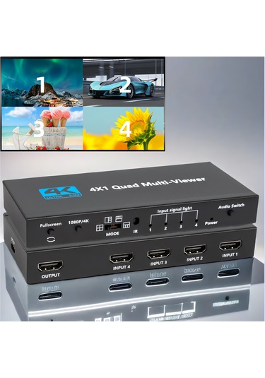 Yifomall "4k Hdmı Çoklu Görüntü Bölücü - 4 Giriş 1 Çıkış, Kesintisiz Geçiş, Oyun Ve Monitör Uyumlu"