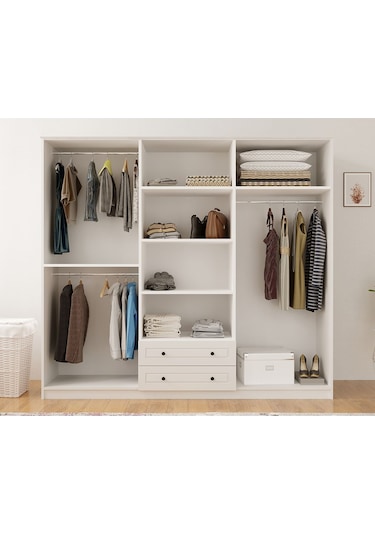 Rabi Mobilya Diva Counry 6 Kapaklı 2 Çekmece Mega Gardırop