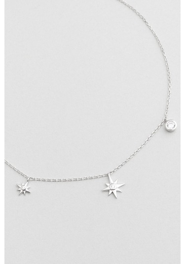 Kuzey Işıkları 18 Ayar Beyaz Altın Kaplama Gümüş Minimal Hal Hal Beyaz