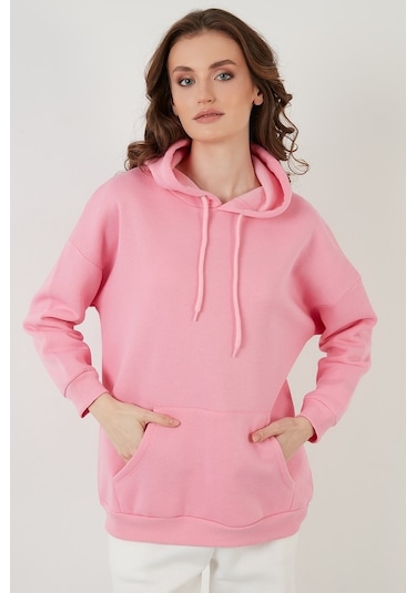 Lela Regular Fit Pamuklu Kapüşonlu Yaka Şardonlu Kışlık Bayan Sweat 5863854 Pembe Lela Regular Fit Pamuklu Kapüşonlu Yaka Şardonlu Kışlık Bayan Sweat 5863854 Pembe