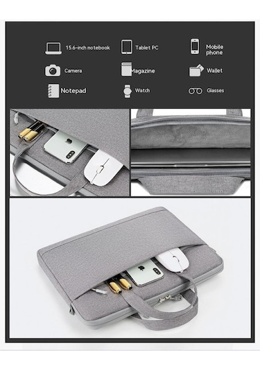 Macbook, Apple Ve Xiaomi 15 İnç Bilgisayarlar İçin Uygun Oxford Kumaş Dizüstü Bilgisayar Çantası. Black