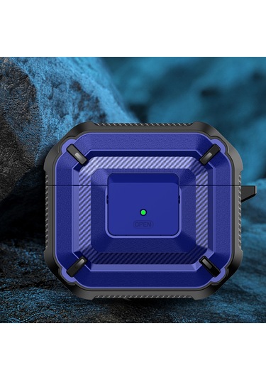 Airpods Uyumlu 3 Kraliyet Mavisi İçin Anahtar Ve Kanca İle Elmas Doku Kulaklık Koruyucu Kılıf Mavi