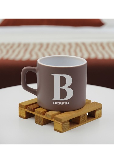 Bk Gift Kişiye Özel İsimli Mat Gri Renkli Middle Çay & Kahve Fincanı-3, Arkadaşa Hediye, Sevgiliye Hediye, Doğum Günü Hediyesi Kobitmeyencom32512 Bk G