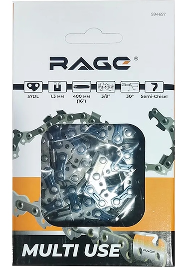 Rage Benzinli Testere Zinciri 57 Dişli, 400mm 16 İnç 3/8" 1.3 S57-3/8-1.3 326041912