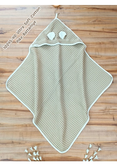 Ekru Pike Bebek Battaniyesi Doğal Organik Uyku Çift Taraflı Bebek Havlu Örtü Yenidoğan Mevsimlik S.kahve Sütlü Kahve