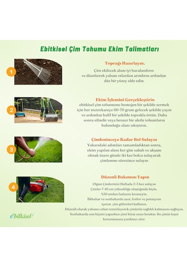 Ebitkisel Çok Yıllık Çim Tohumu 5 Kg Uzun Ömürlü 6'lı Karışım