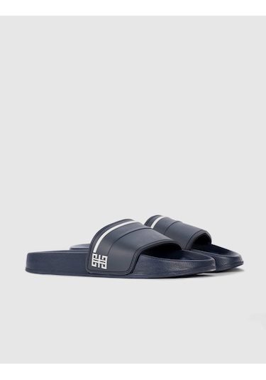 Lacivert - Gri Erkek Terlik Lacivert