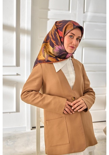 Silk Home Twill İpek Eşarp 11480-41 Patlıcan Moru, Lila, Taba, Yeşil, Hardal