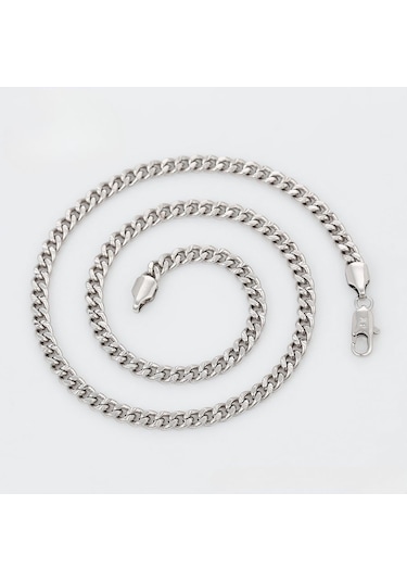 Platin Kaplama Klasik Gurmet Zincir Kolye / 55 Cm Silver