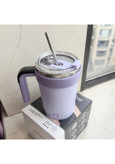 Motion003 Sıdajıa Taşınabilir Kahve Karıştırma Kupası Mor Samanlı Usb Şarj 350ml Kapasiteli Manyetik Otomatik Karıştırma Elektrikli Kahve Tozu Demleme
