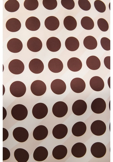 Sateen Yarasa Kol Salaş Bluz - Puanlı Kahve-136721 Kahverengi