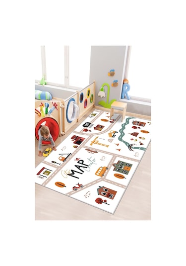 West Home Oyun Halısı Makinede Yıkanabilir Kaymaz Taban Leke Tutmaz Antibakteriyel Çocuk Odası Halısı Wh 505 White Beyaz