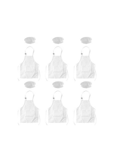 Ulzyvf Yaş Ve Seti Şef Şapkası Parça Önlük İçin Çocuklar Cepli Beyaz Beyaz Arası 2-6 12 Tw Beyaz
