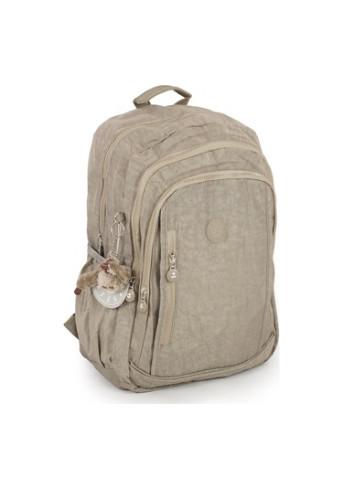 571 Krinkıl / Klinkır Su Geçirmez Hafif Çok Gözlü Spor, Seyahat, Okul, Laptop Sırt Çantası Bej 1d Bej