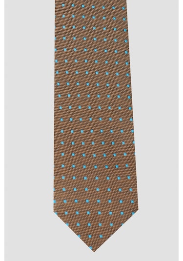 Ac&Co / Altınyıldız Classics Erkek Kahverengi - Turkuaz Desenli Kahve - Turkuaz Kravat Kahverengi - Turkuaz